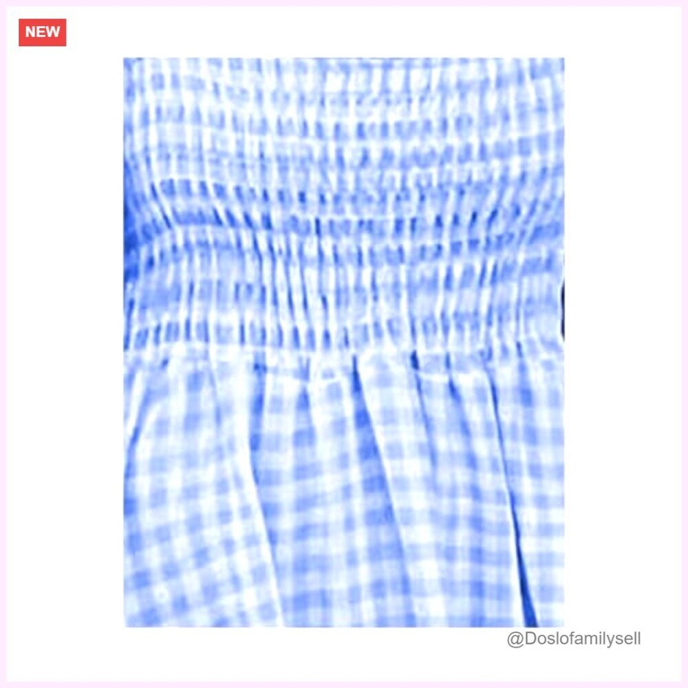 Women's Square Neck Plaid Smocked Maxi Dress Ruffle Sleeve Tiered A-Line - Picture 5 of 5